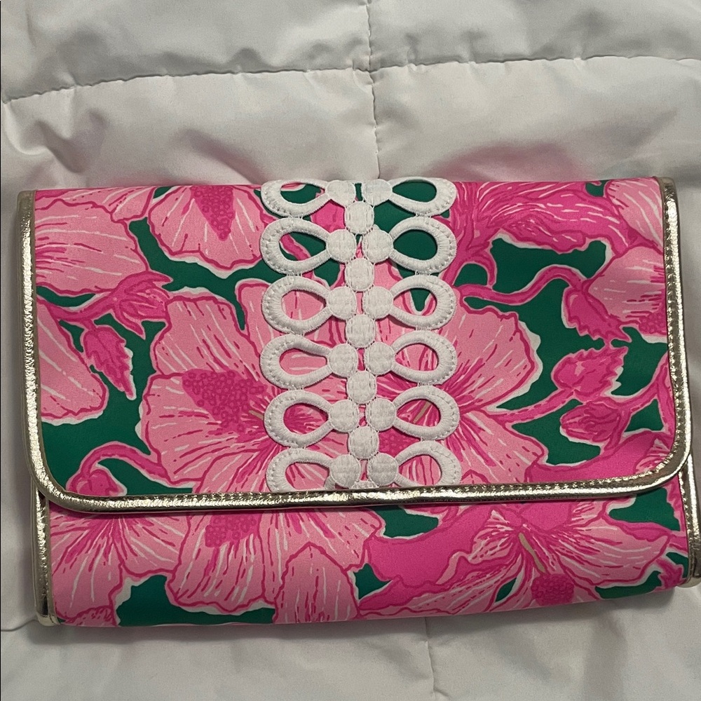 Lily Pulitzer Floral Pink and Green Clutch